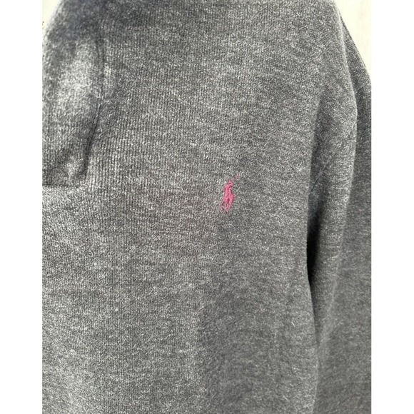 Men's VTG Polo Ralph Lauren Pullover Quarter Zip Button Size XL Charcoal Gray - Picture 3 of 9